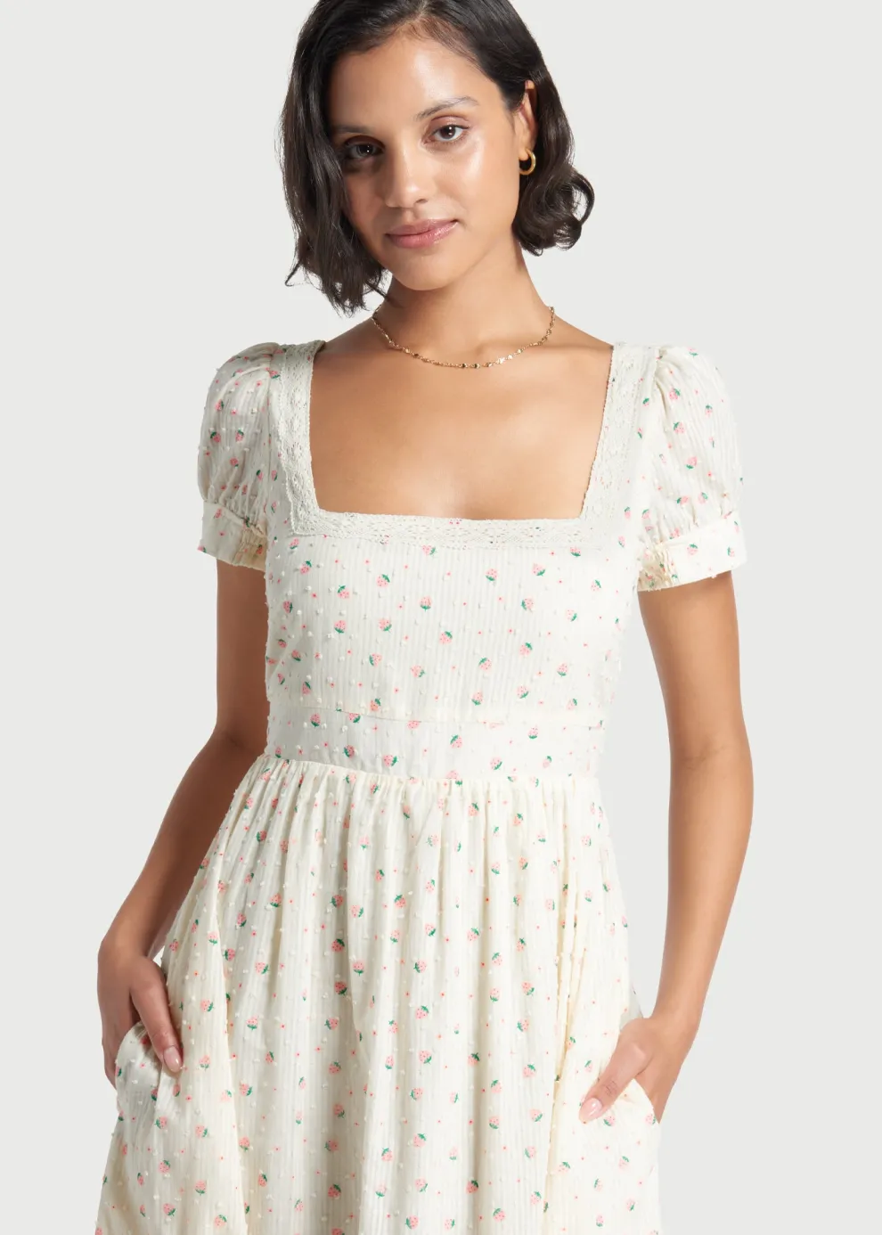 Regency Romance Embroidered Maxi Dress