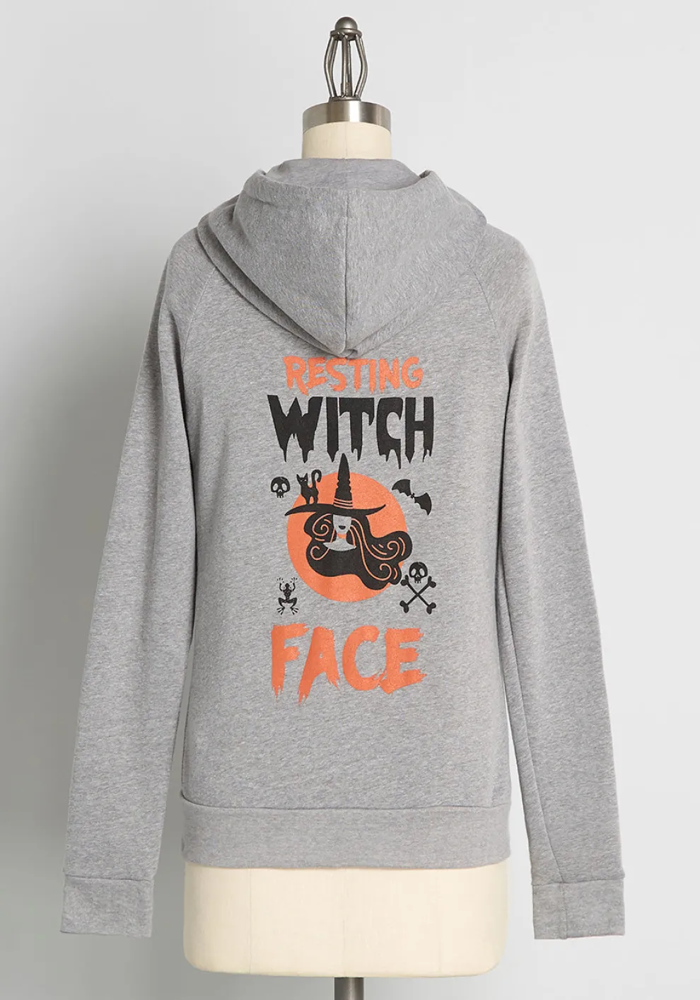 Resting Witch Face Graphic Zip-Up Hoodie