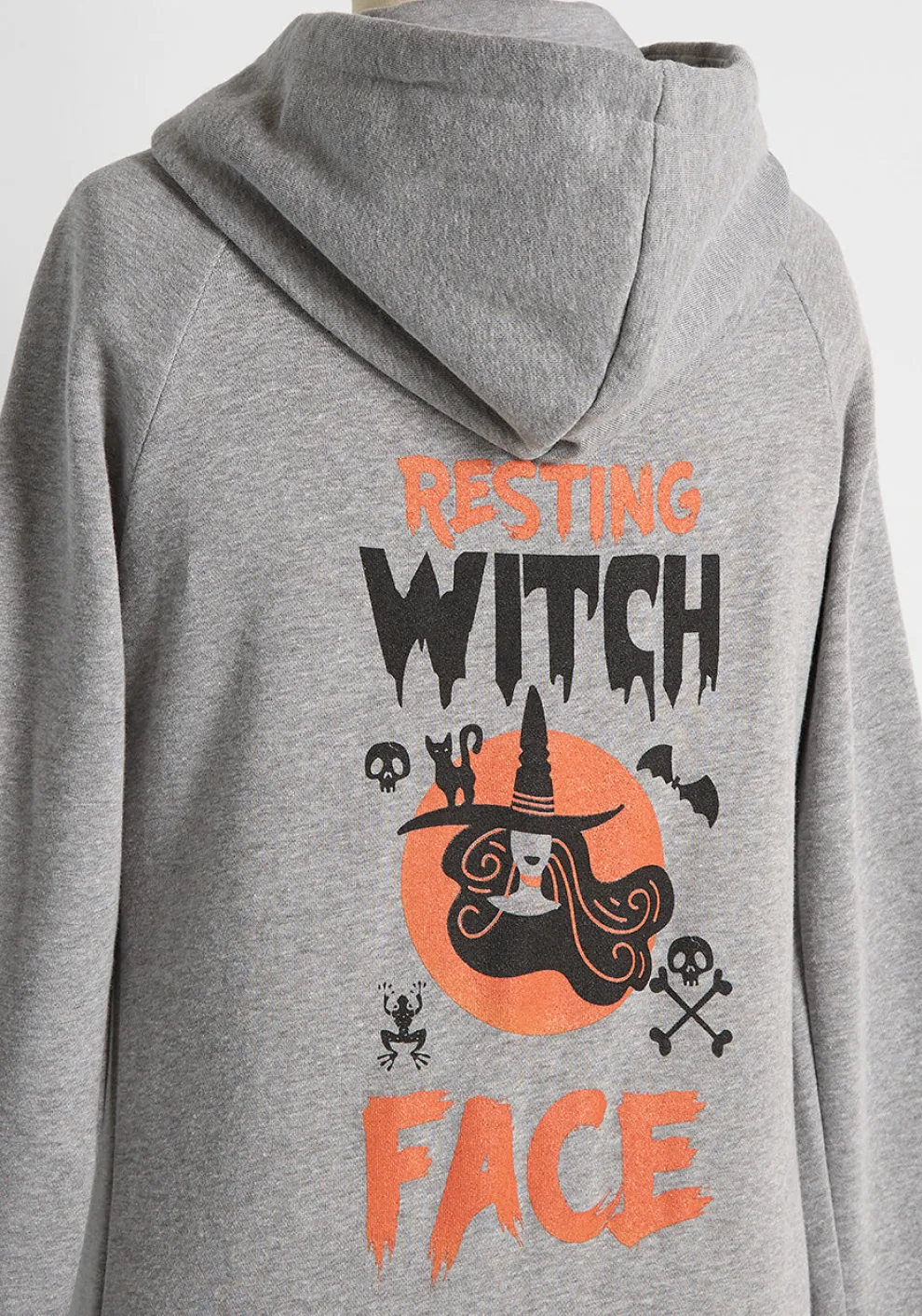 Resting Witch Face Graphic Zip-Up Hoodie