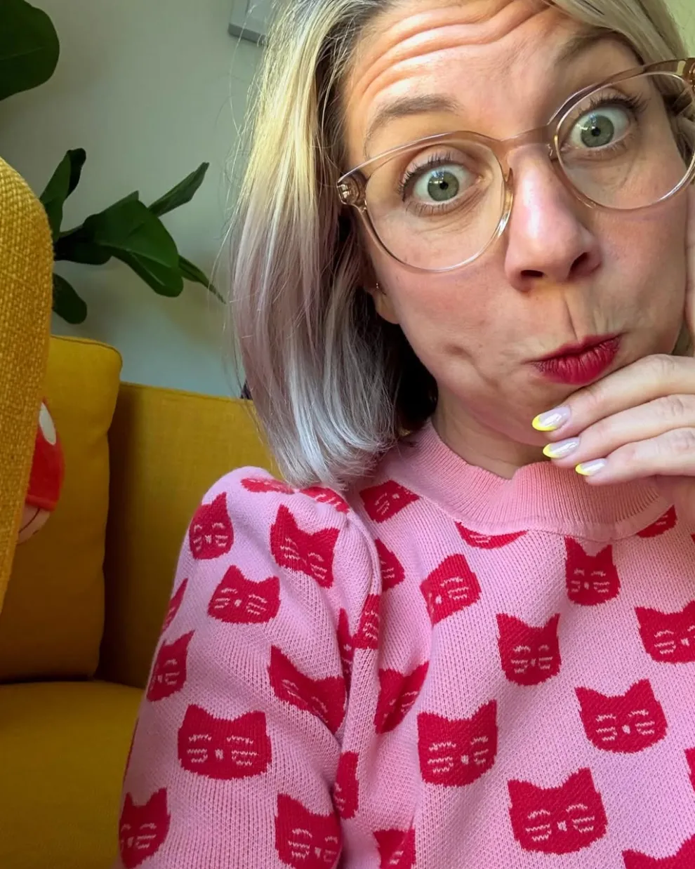 Retro Radiance Puff Shoulder Sweater