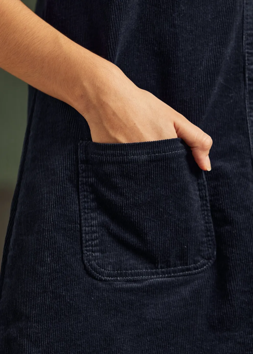 Retro Radiance V-Neck Corduroy Dress