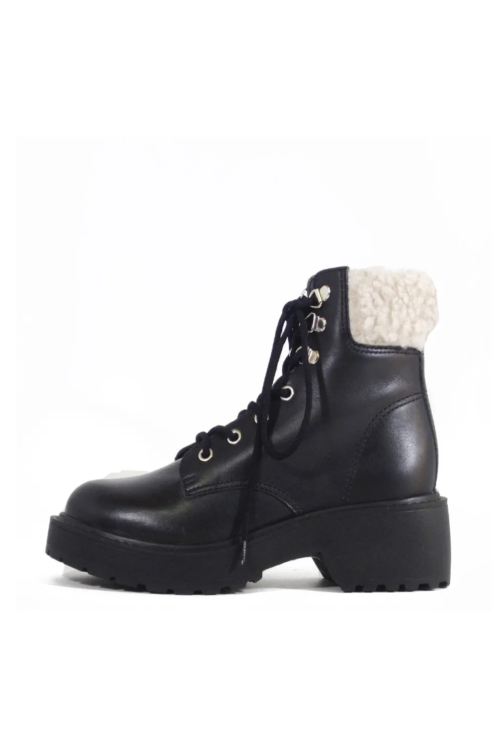 Seal Combat Boots with Shearling