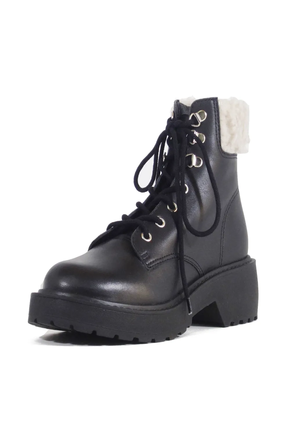 Seal Combat Boots with Shearling