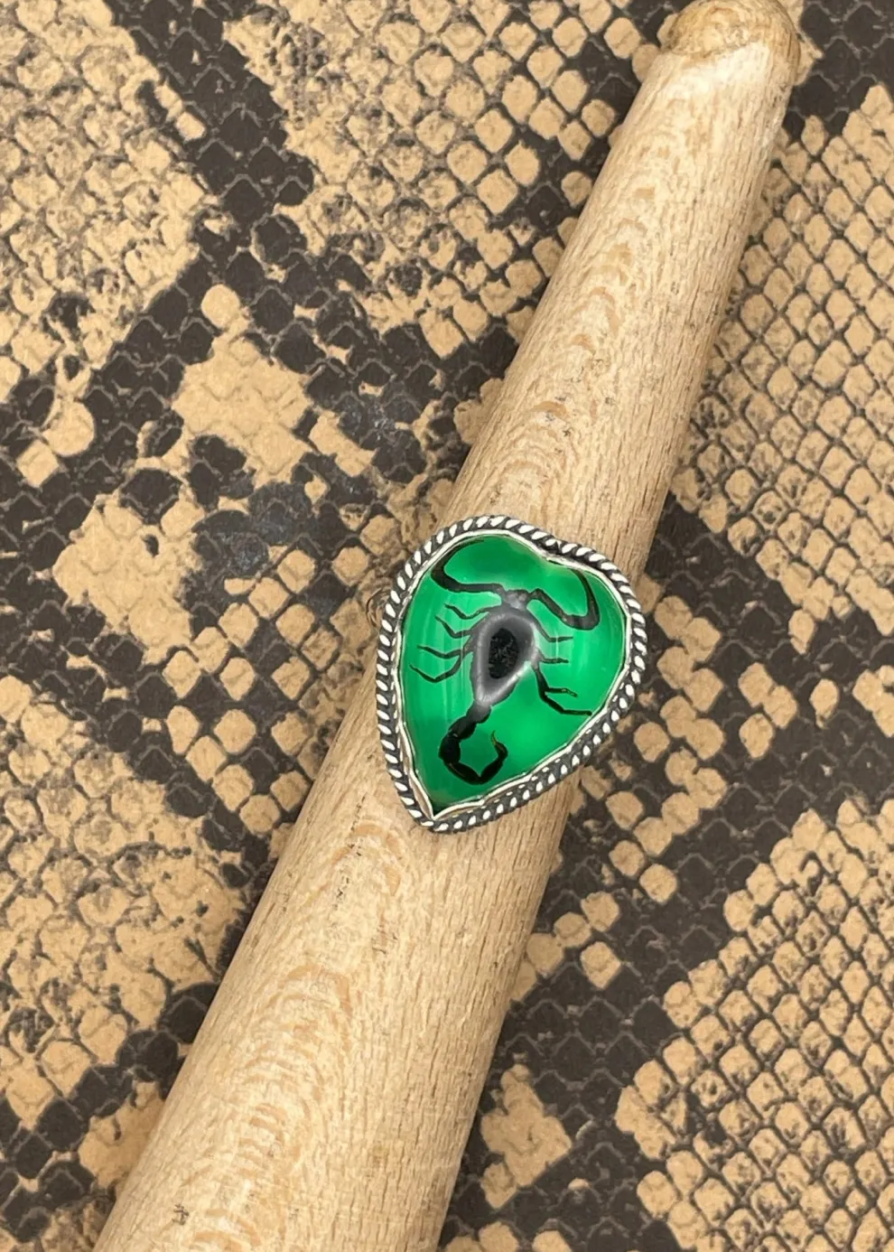 Sterling Silver Scorpion Heart Ring