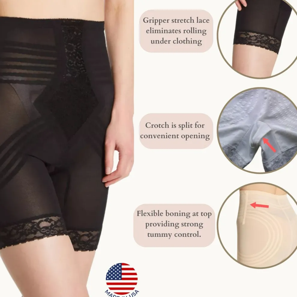 Style 6209 | Breathable High Waist Thigh Slimmer | No Roll Power Mesh Hourglass Shaper | Firm to Extra Firm Support