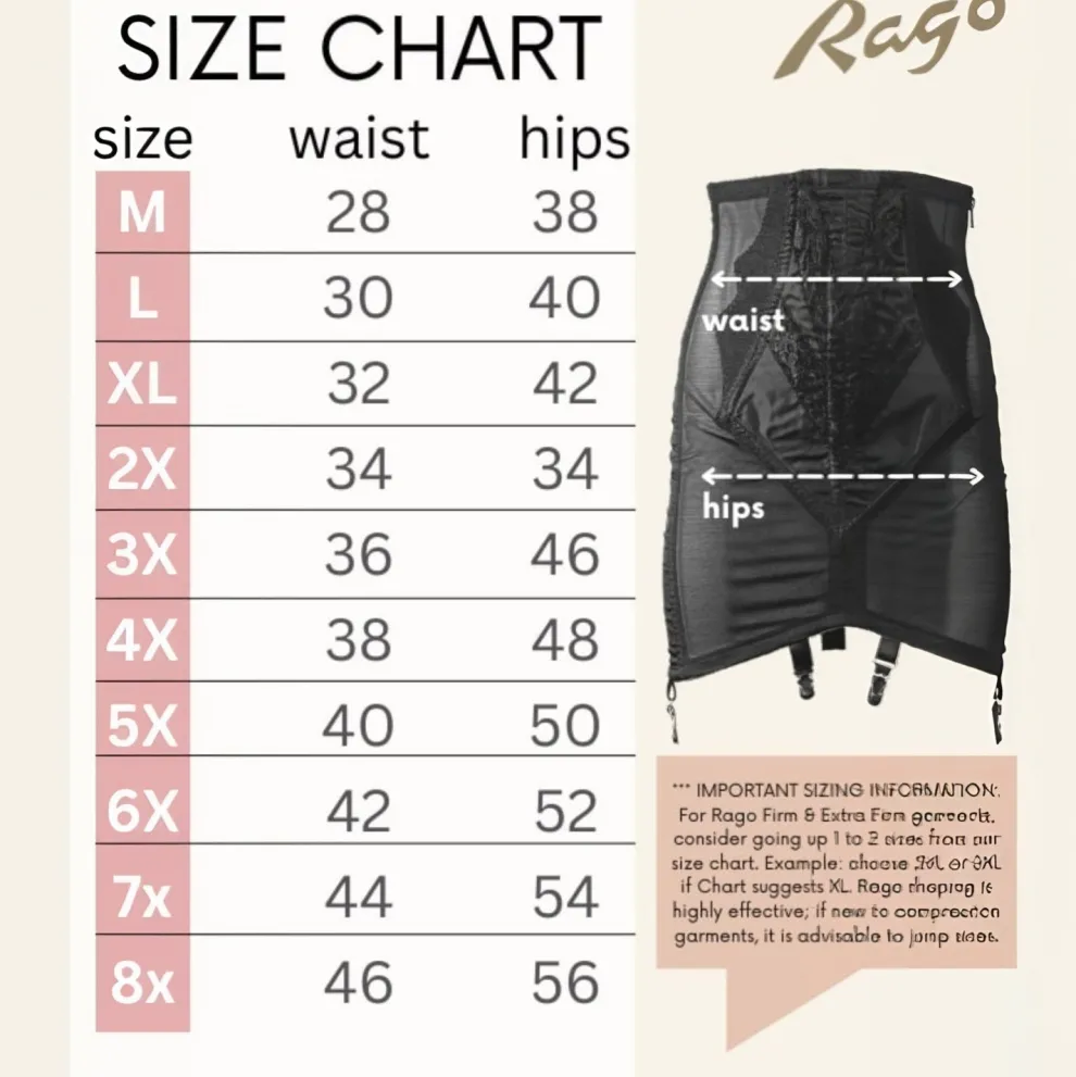 Style 1294 | Open Bottom Girdle Extra Firm Shaping | Zipper + Hook Closure | Sizes M–8X