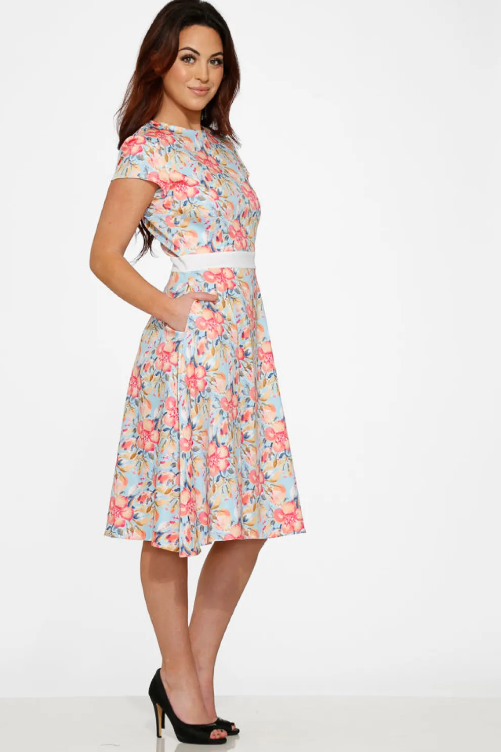 Sweet Hibiscus Swing Dress
