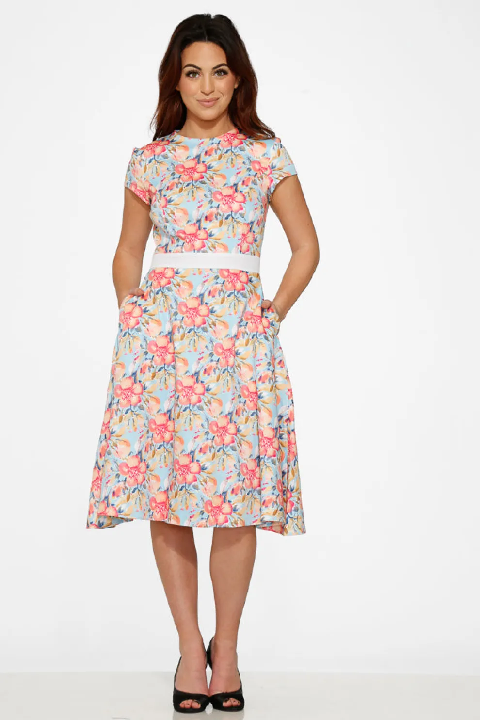 Sweet Hibiscus Swing Dress