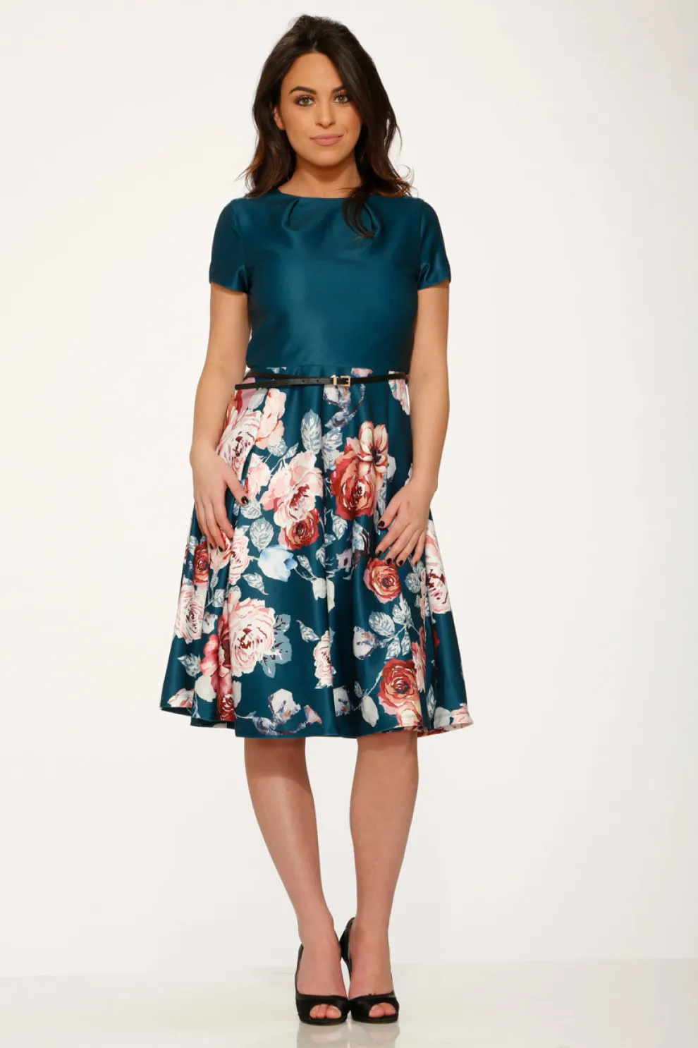 Teal Comcast Floral Dress