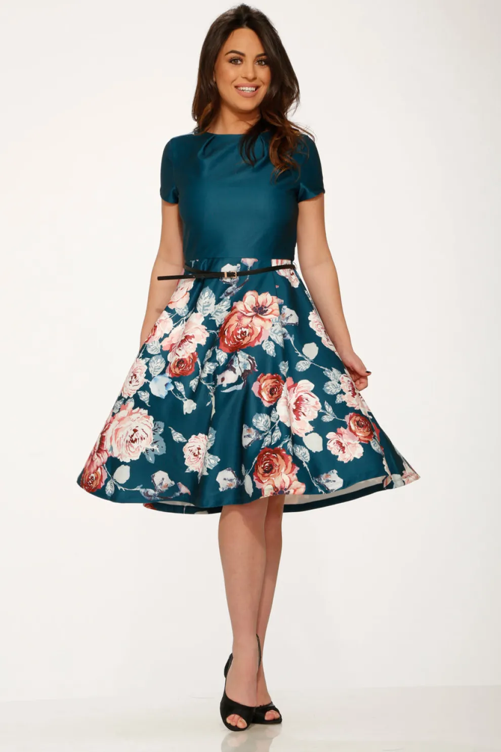 Teal Comcast Floral Dress