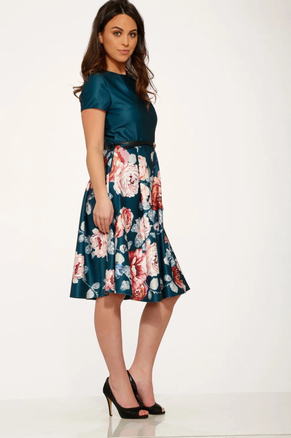 Teal Comcast Floral Dress