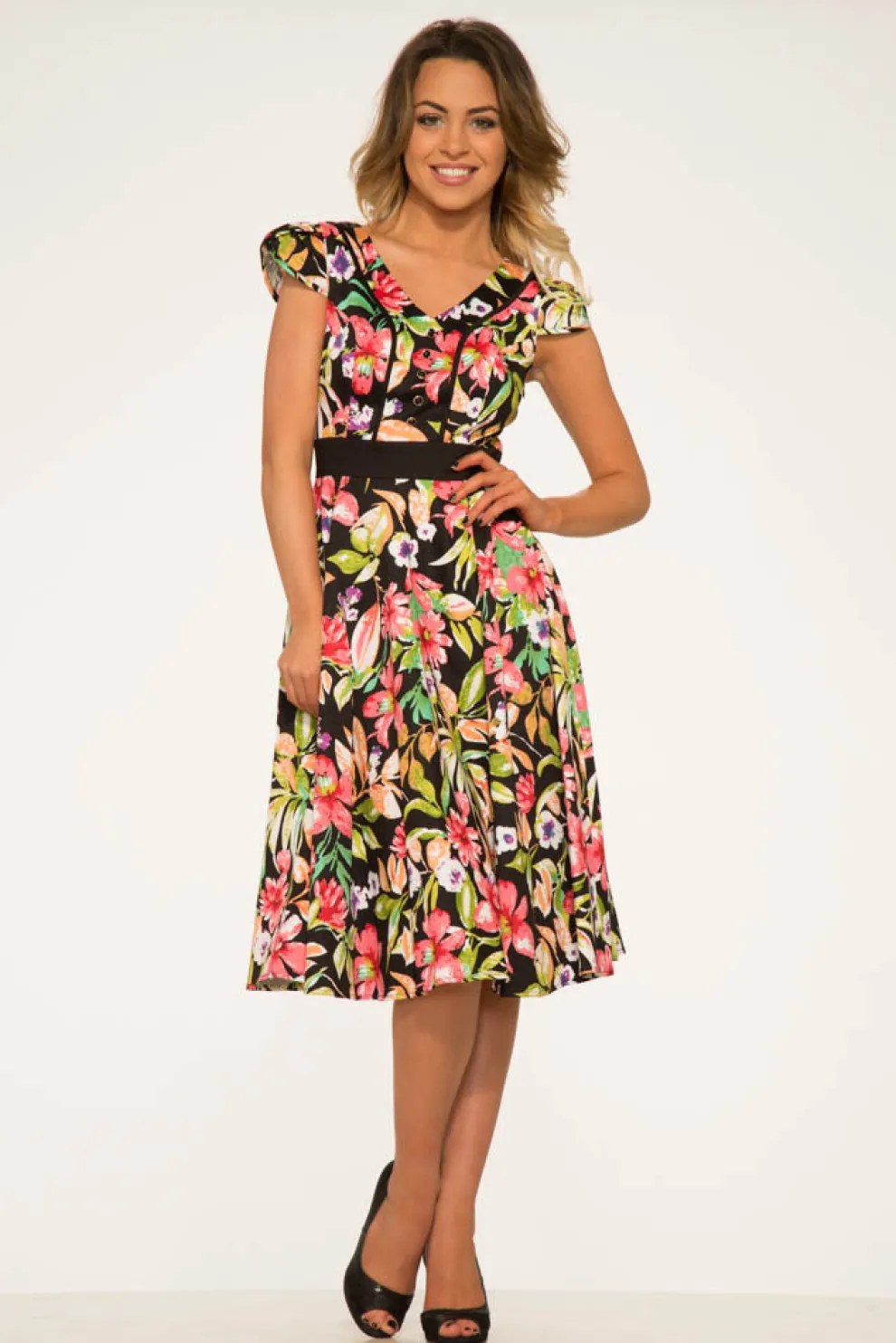 Tropical Mix Floral Swing Dress