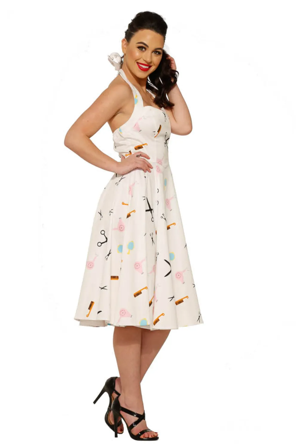White Beauty Salon Halter Dress