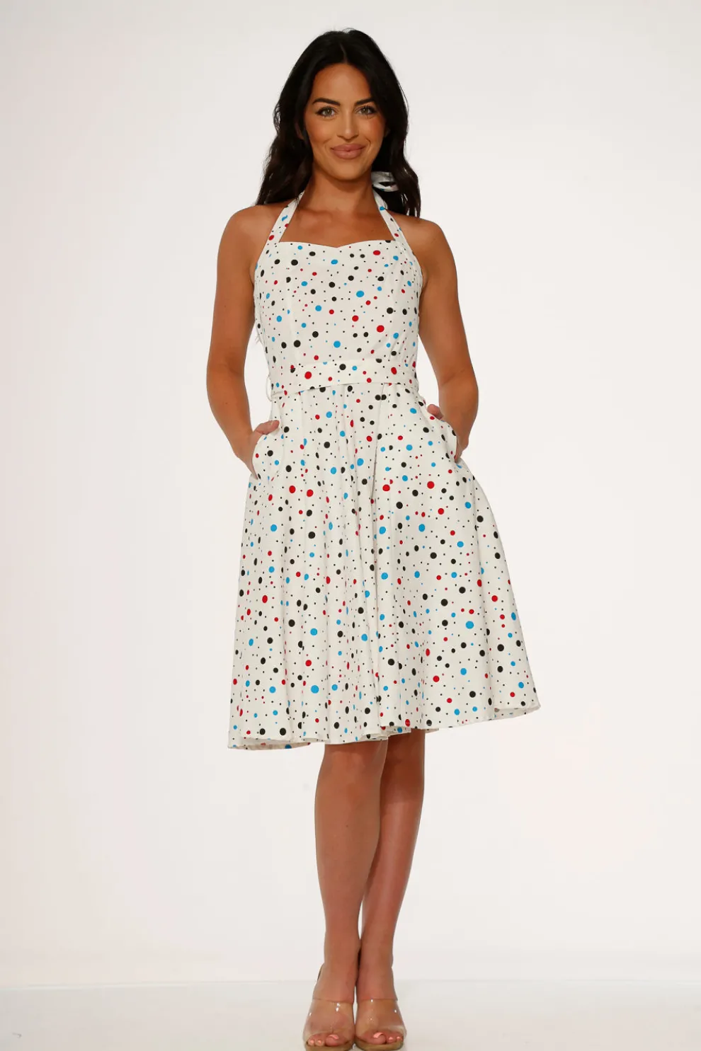 White Candy Halter Swing Dress