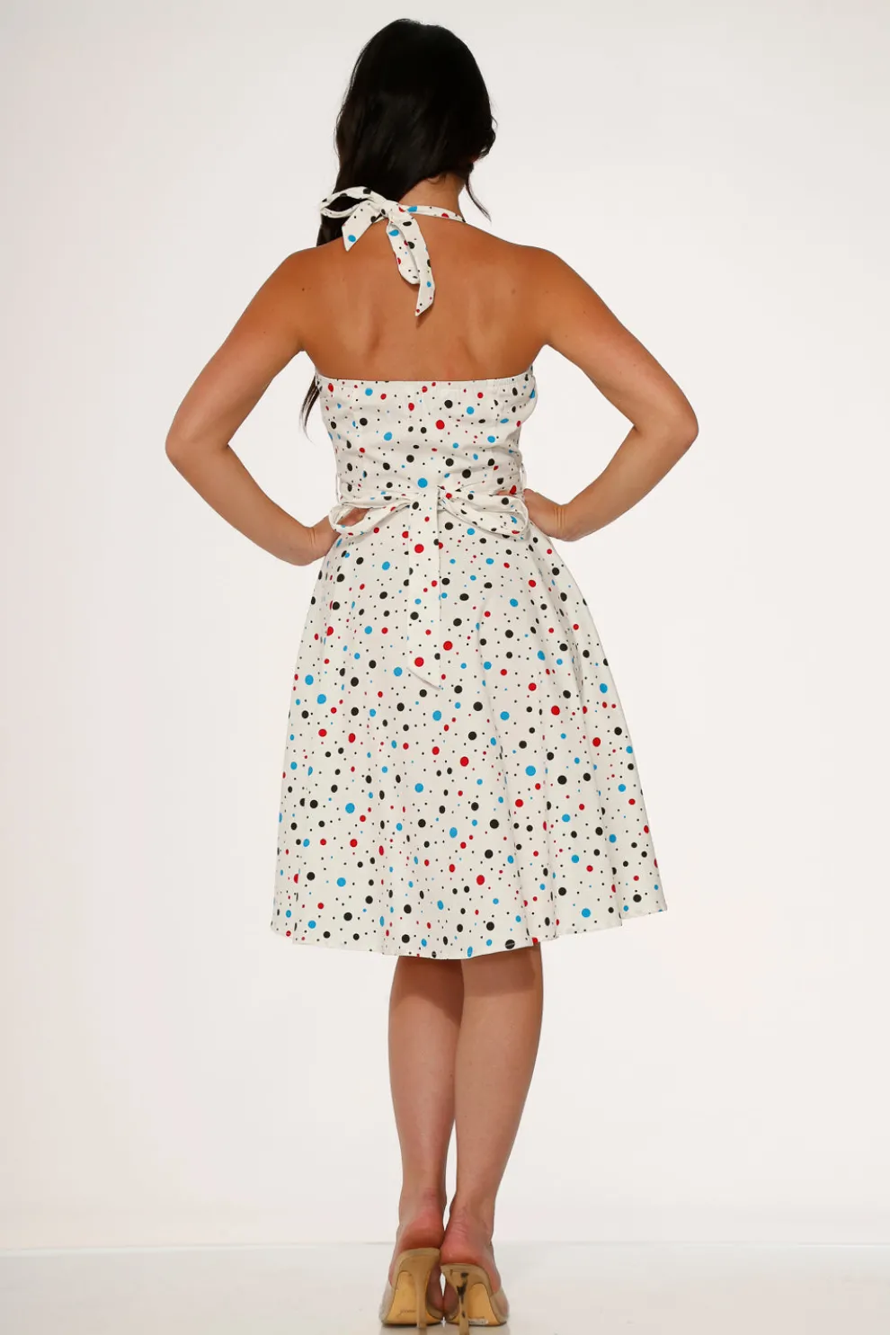 White Candy Halter Swing Dress