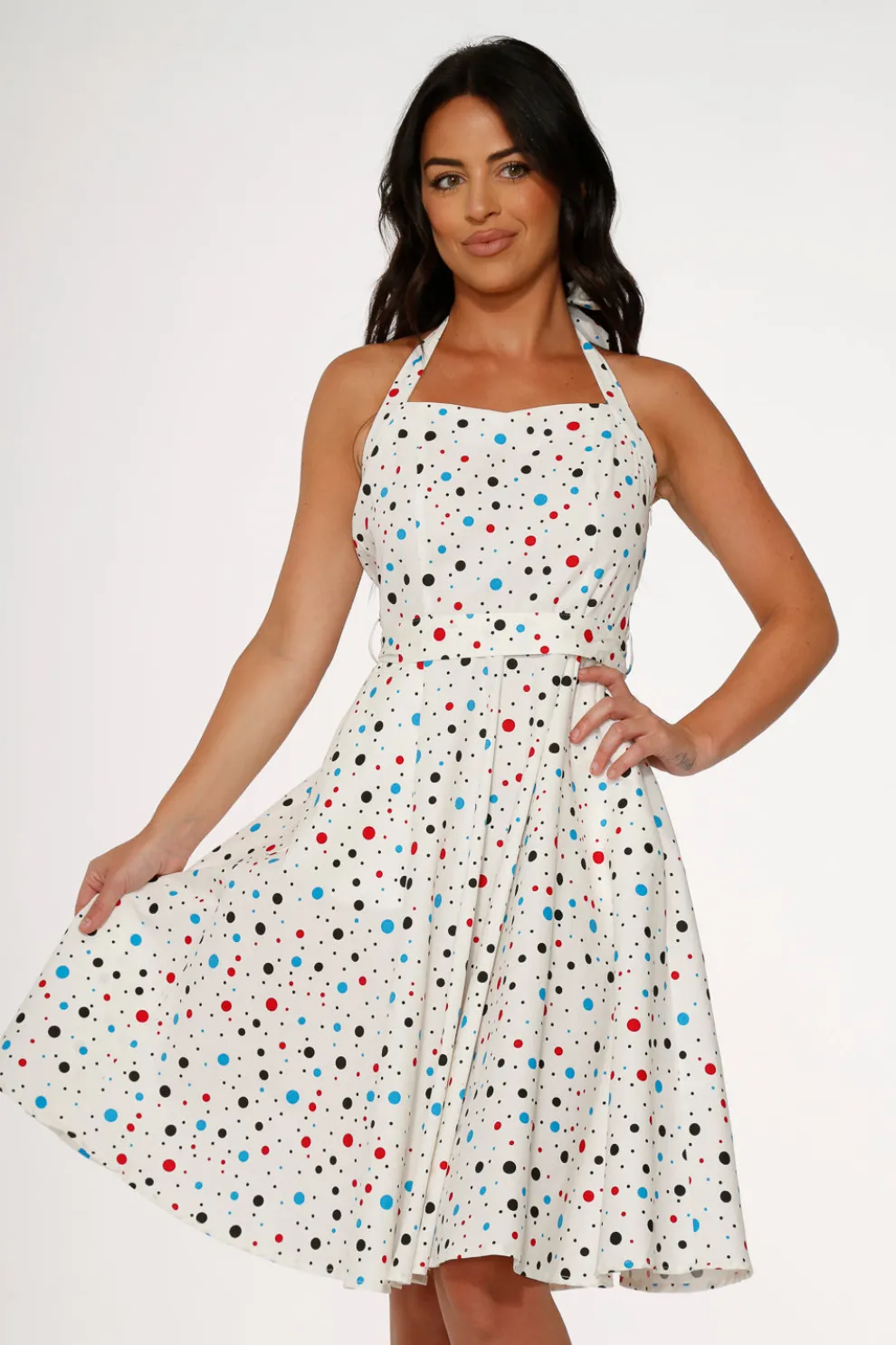 White Candy Halter Swing Dress