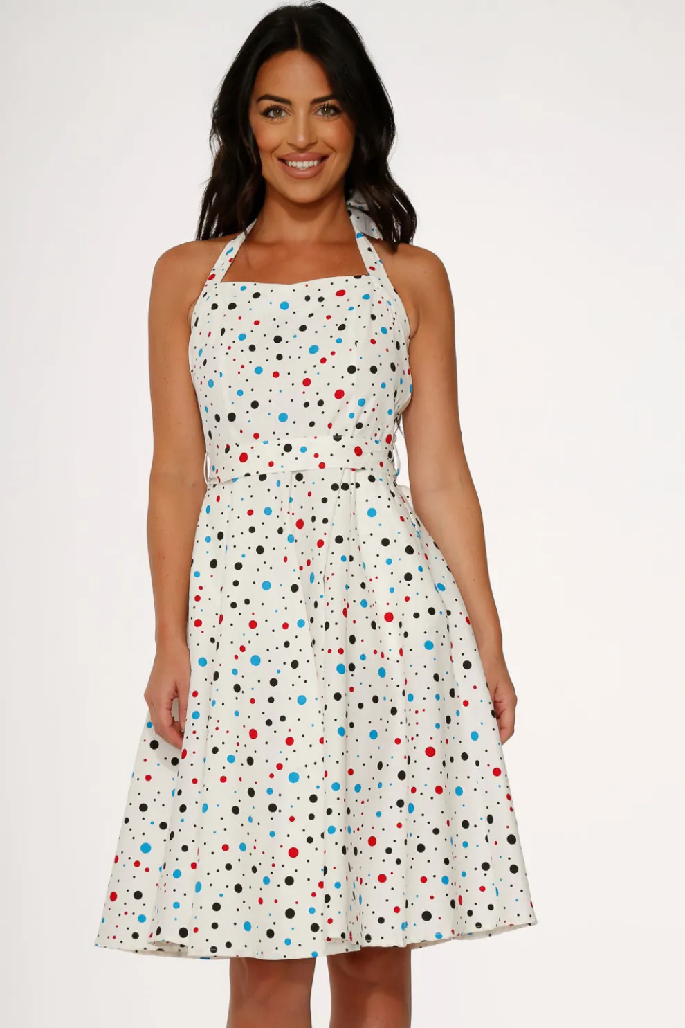 White Candy Halter Swing Dress