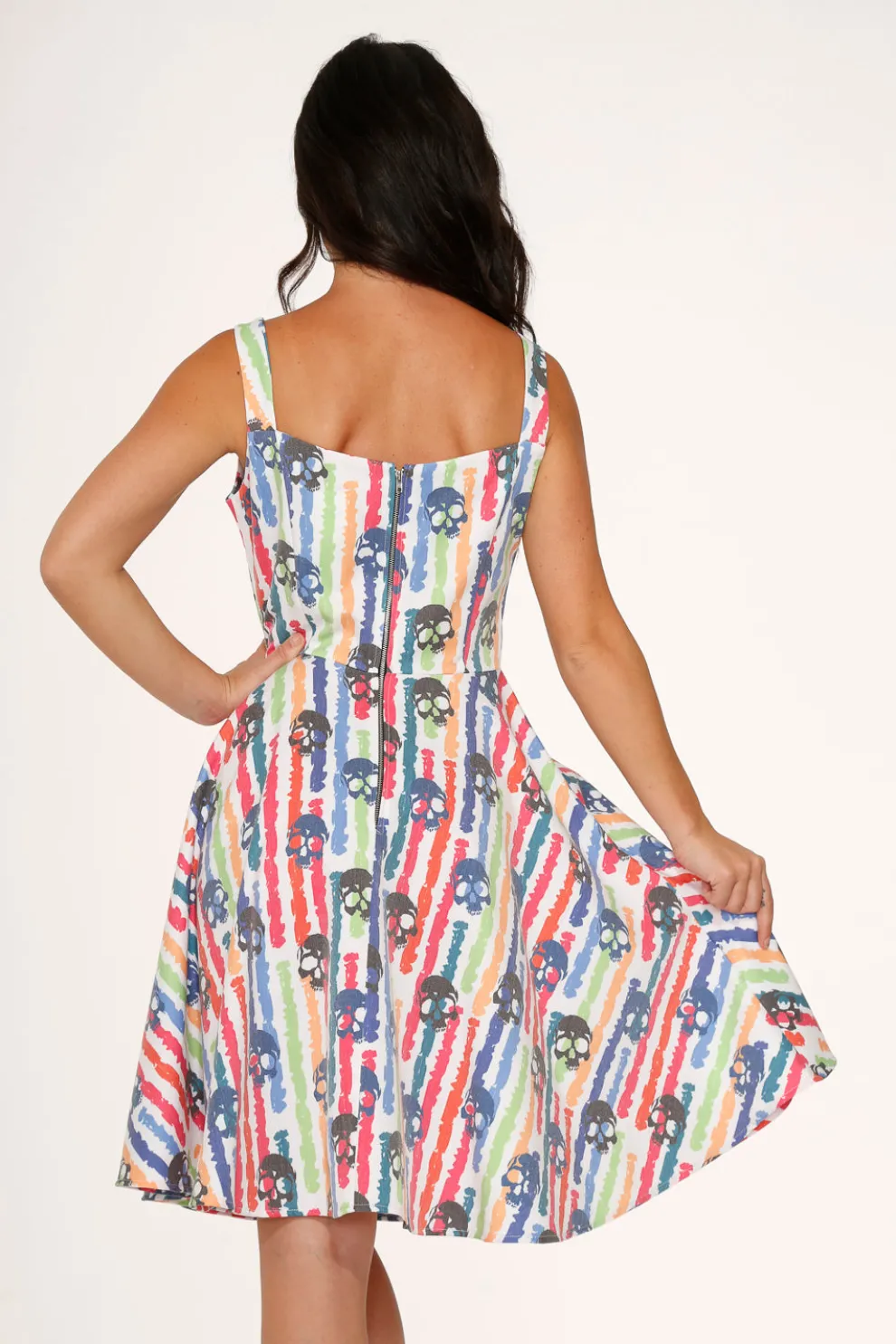 White Skulls Rainbow Swing Dress
