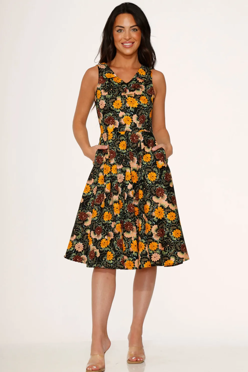 Yellow Floral Swing Dress