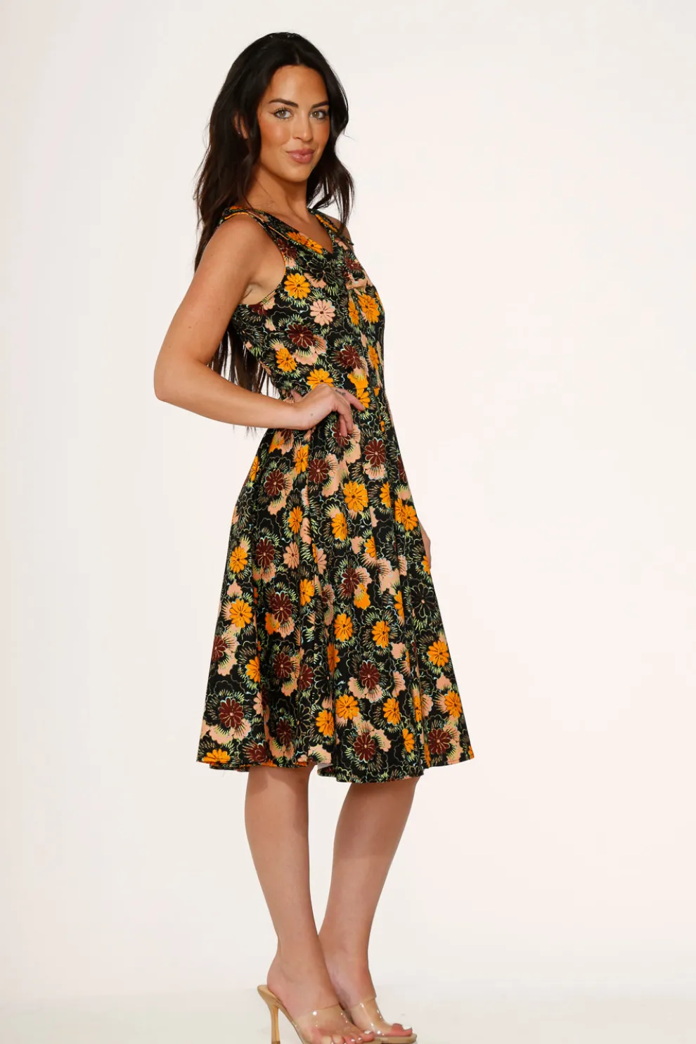Yellow Floral Swing Dress