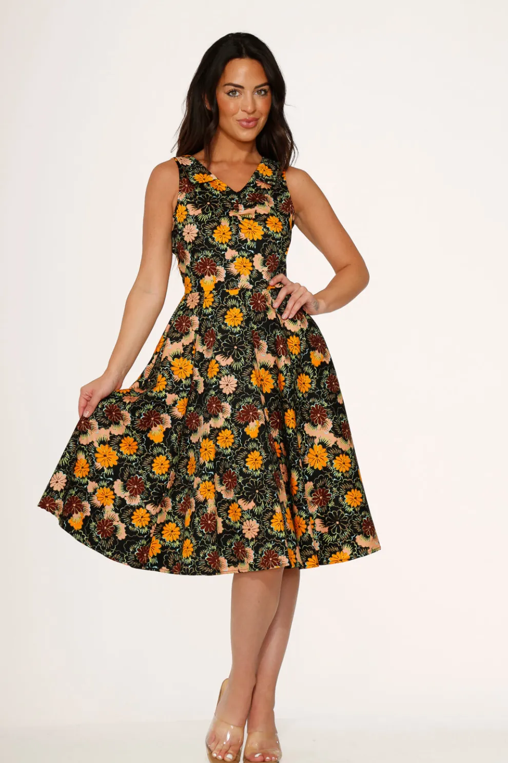 Yellow Floral Swing Dress