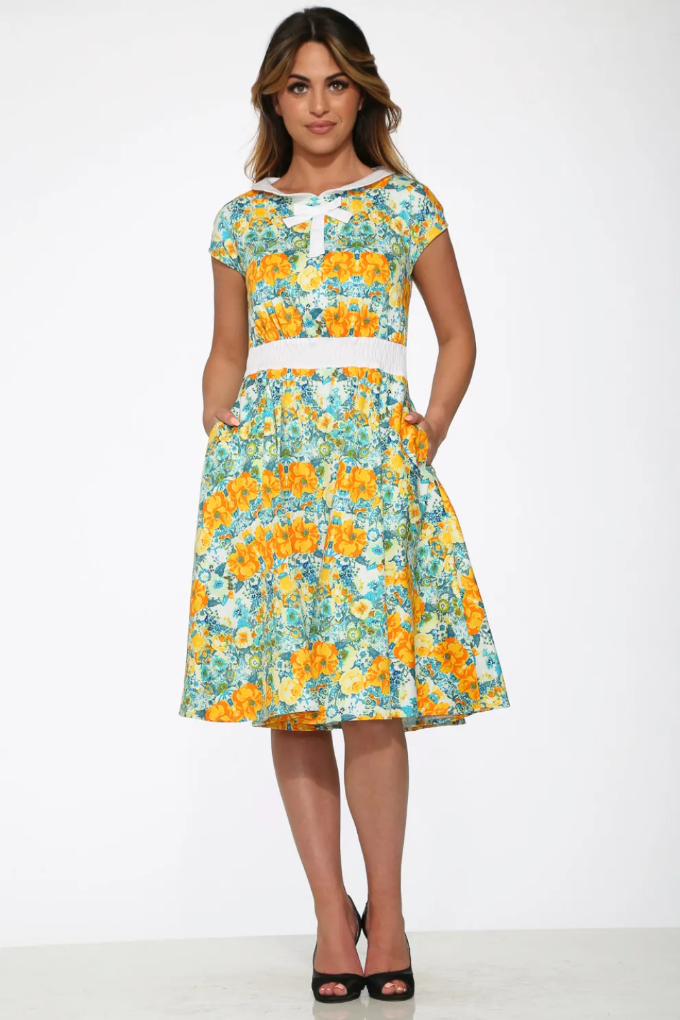 Yellow Floral Swing Dress