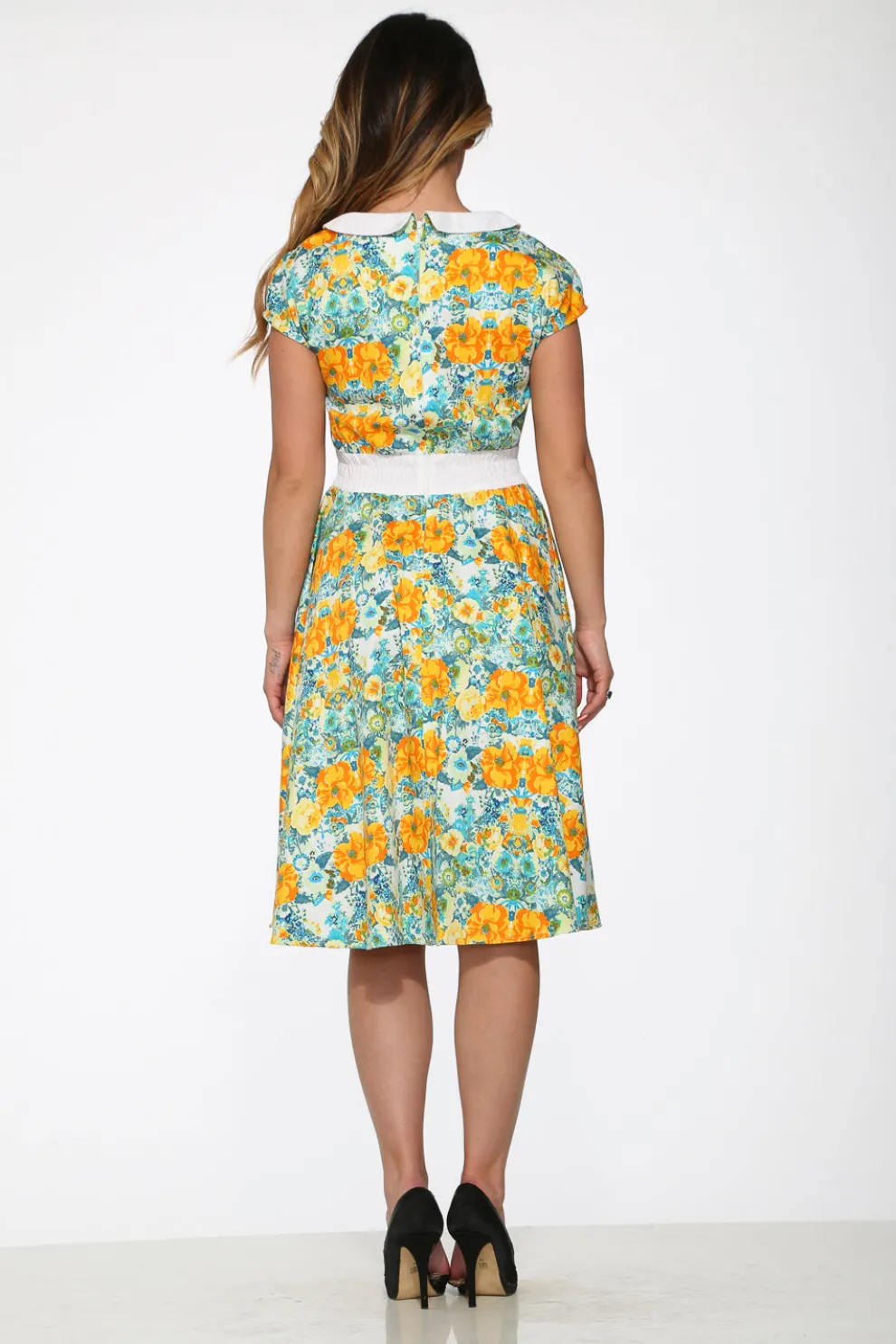 Yellow Floral Swing Dress