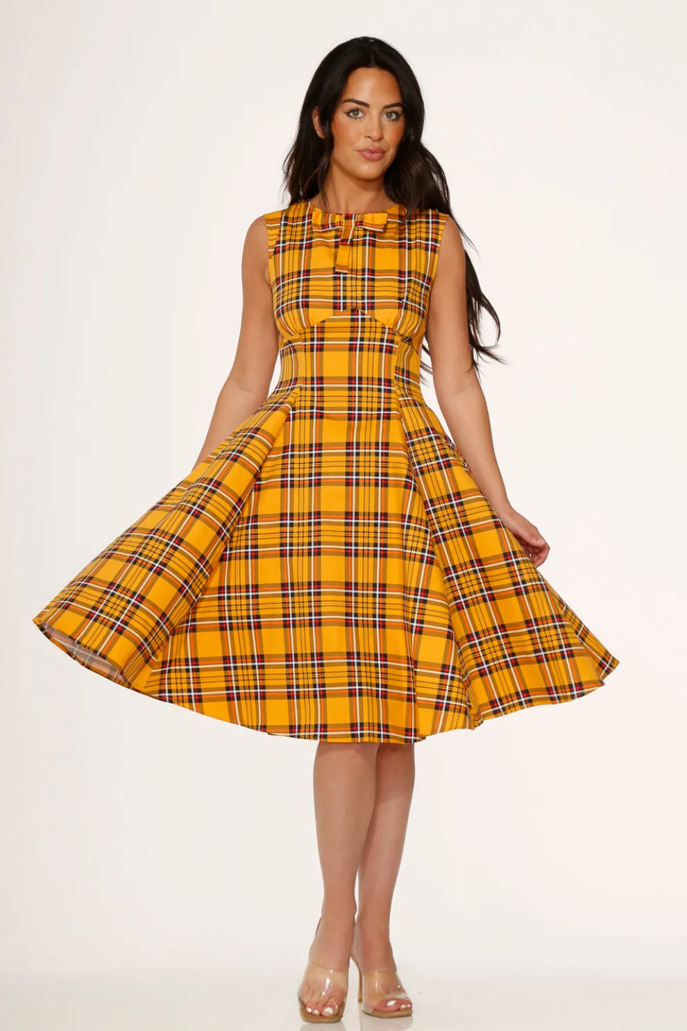 Yellow Plaid Swing Dress