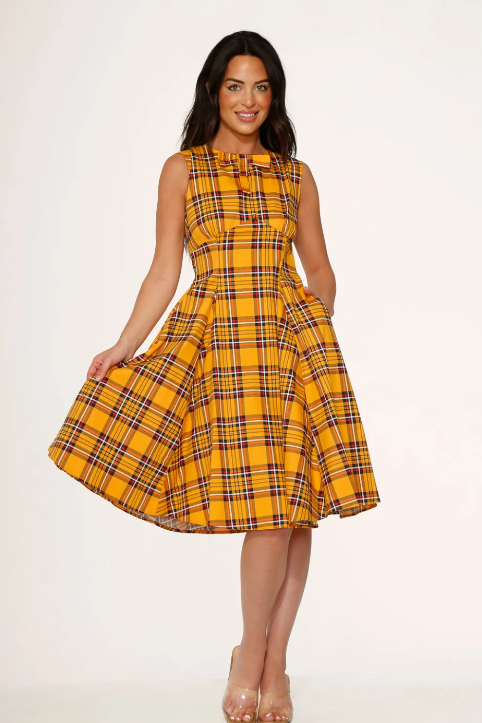 Yellow Plaid Swing Dress