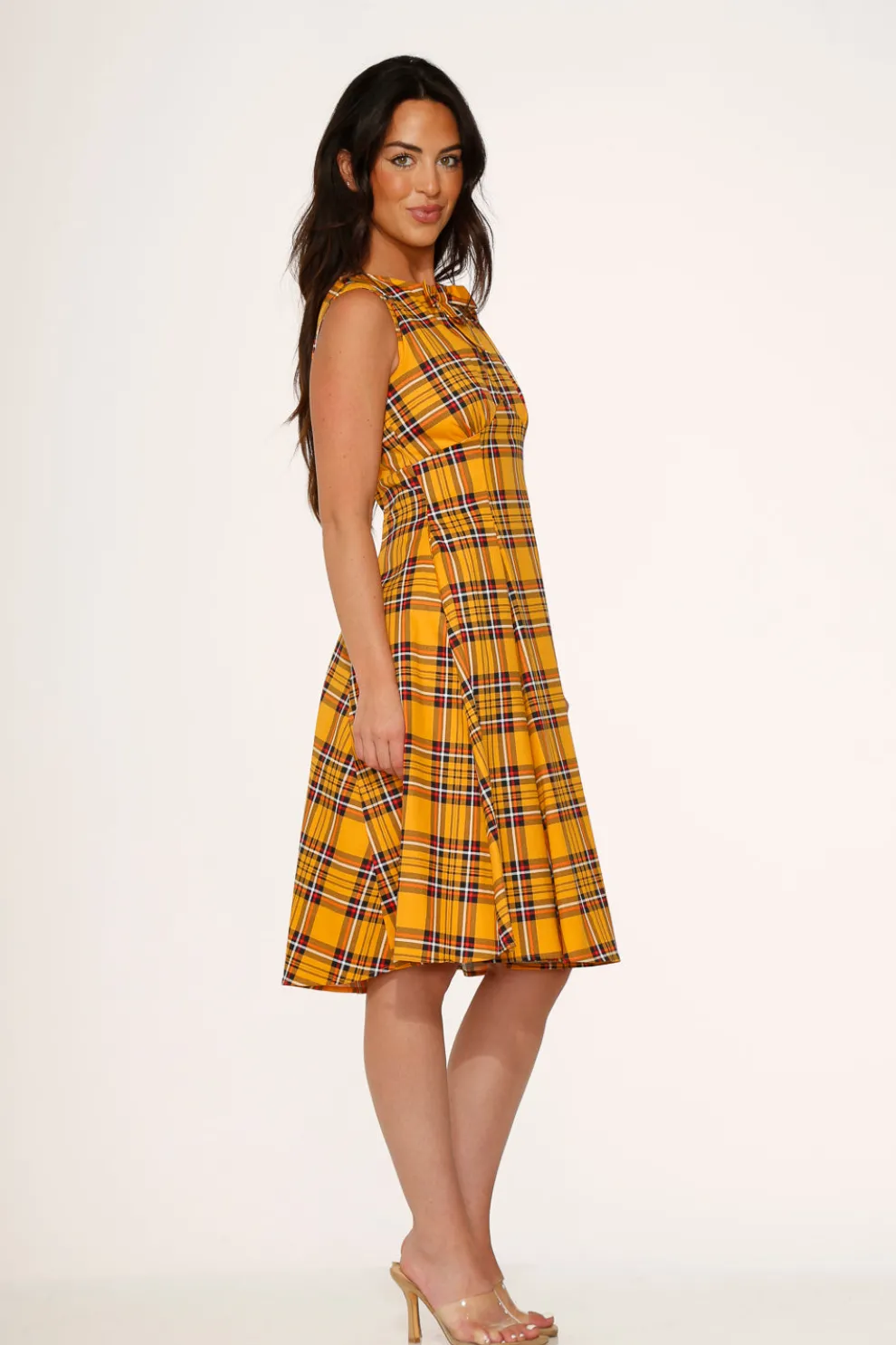 Yellow Plaid Swing Dress