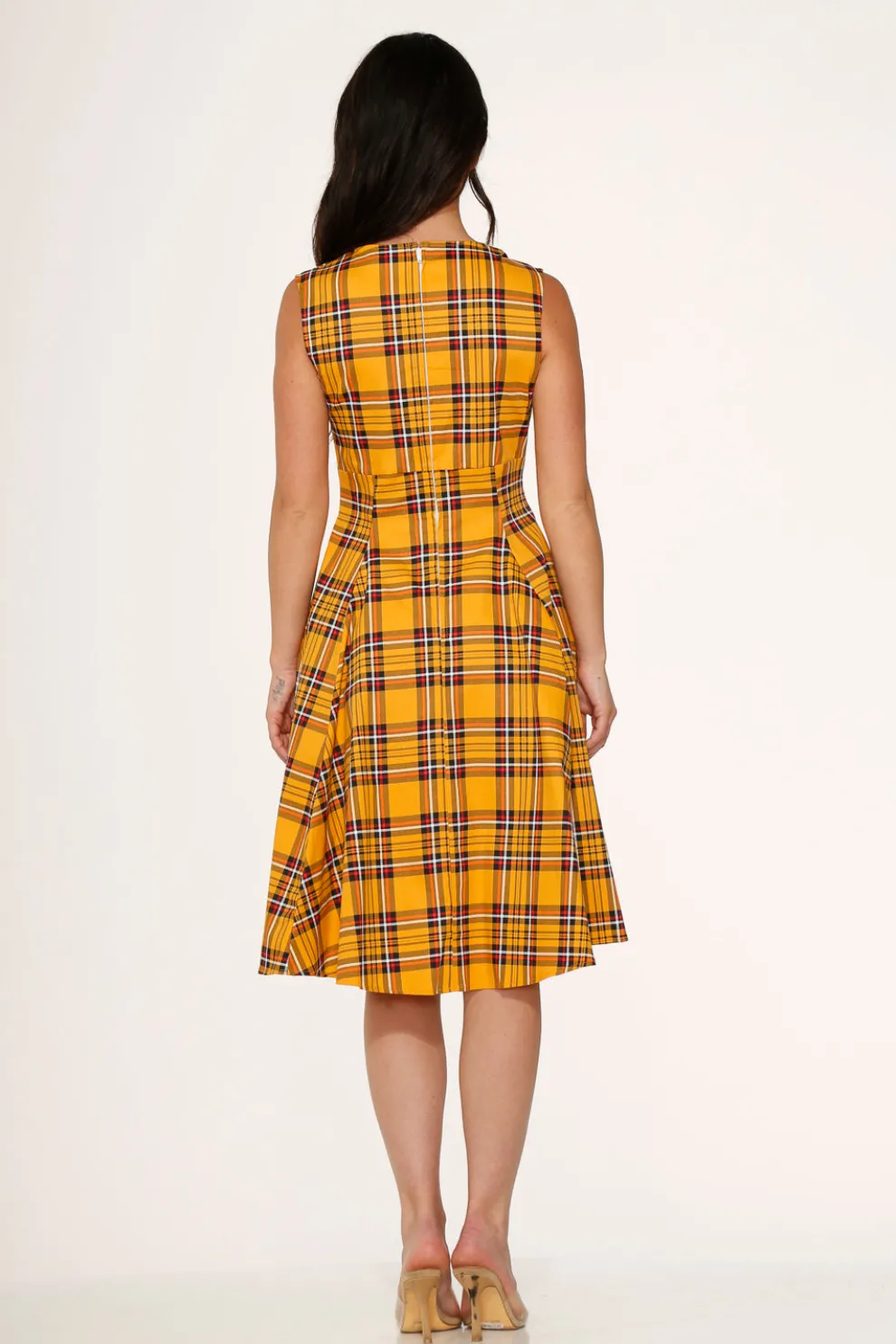 Yellow Plaid Swing Dress