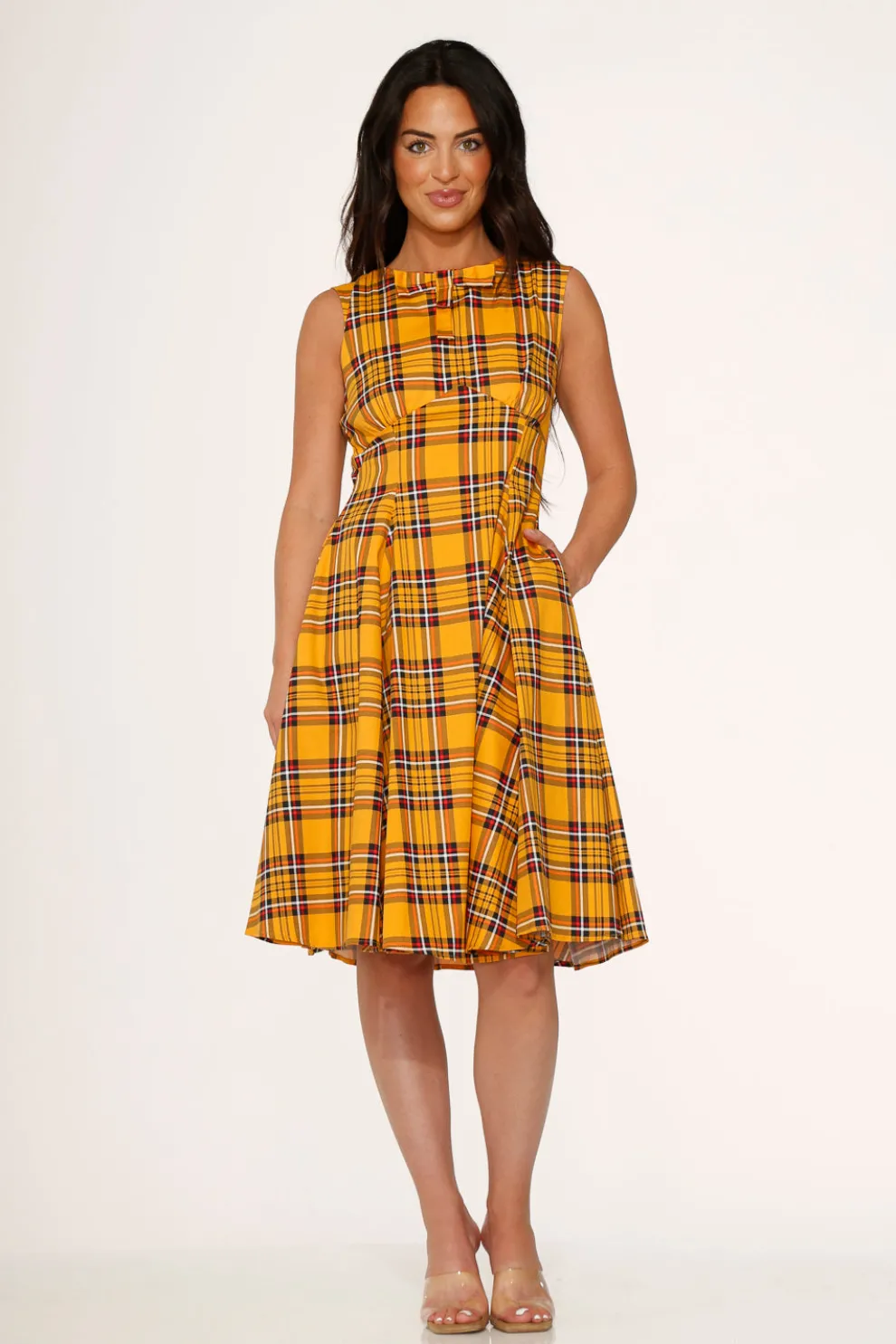 Yellow Plaid Swing Dress