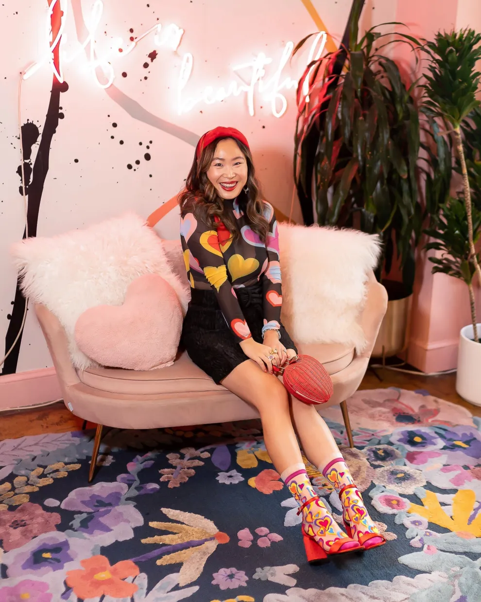 Y2K Hearts Ruffle Sheer Crew Sock